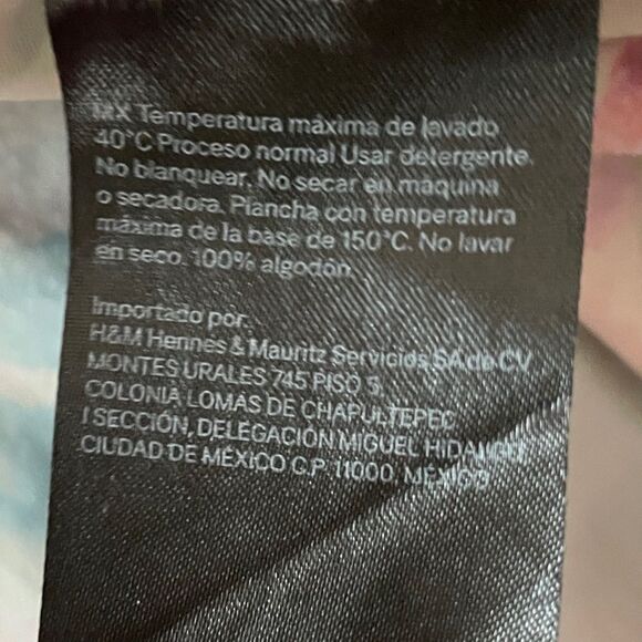 H&M PUFF-SLEEVED TIE-DETAIL FLORAL DRESS White Pink Green Blue Small - Picture 8 of 13